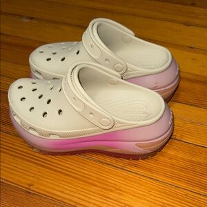 Cream with Colorful Platform Crocs